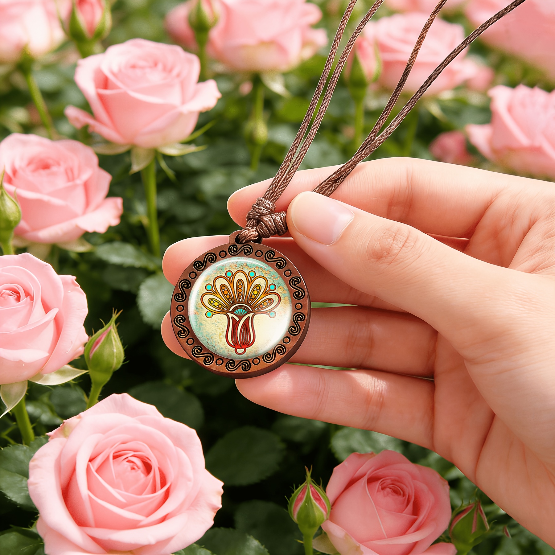 Handmade Vintage Synthetic Wood Necklace & Pendant